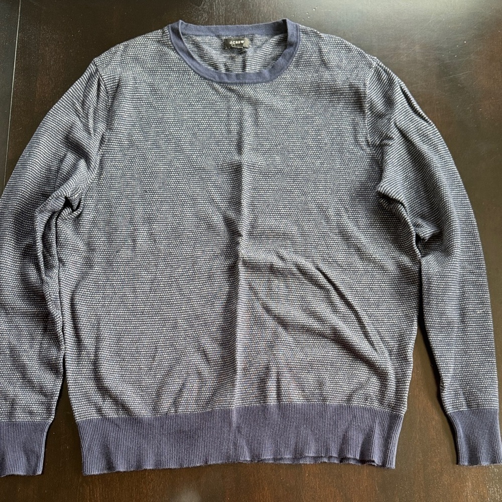 J. Crew Men's Navy and Charcoal Crewneck Sweater